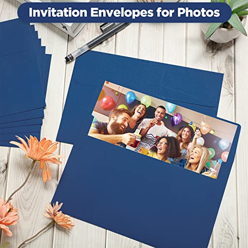 Harloon 100Pcs A9 Invitation Envelopes, Greeting Card Envelopes, Navy Blue - color: Navy Blue