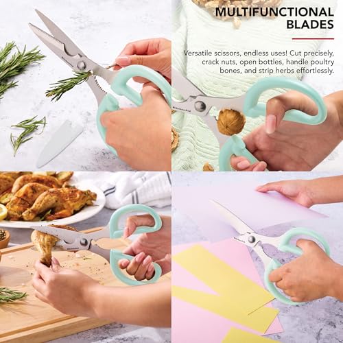 KitchenAid Classic 2-Piece Multipurpose Kitchen Shear Set with Blade Sheath - Spearmint, Herb Stripper, Poultry Shears, Pizza Cutter, Nutcracker - color: Spearmint, size: 2 Pack