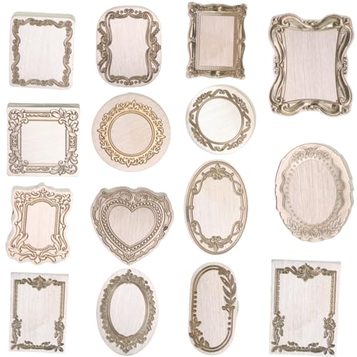 Frame Wax Seal Stamp, Atopbb 3D Embossed Frame Relief Carving Wax Sealing Stamp, Frame Wax Stamp Head Wood Stamp Handle, Wax Stamp for Wedding Invitations, Letter Sealing (F26) - style: F26