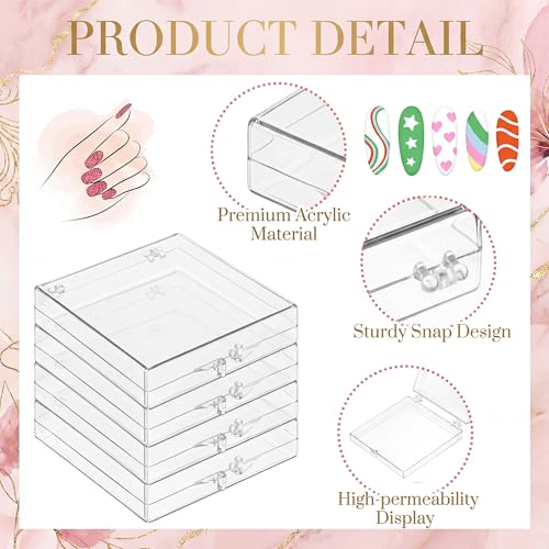 AceOrbit 48 Pcs Press on Nail Boxes with 180 Pcs Adhesive Double Sided Tape Acrylic Press on Nail Packaging Cases Clear Square Transparent Storage Case Organizer for Display Art Salon Supplies - color: Clear