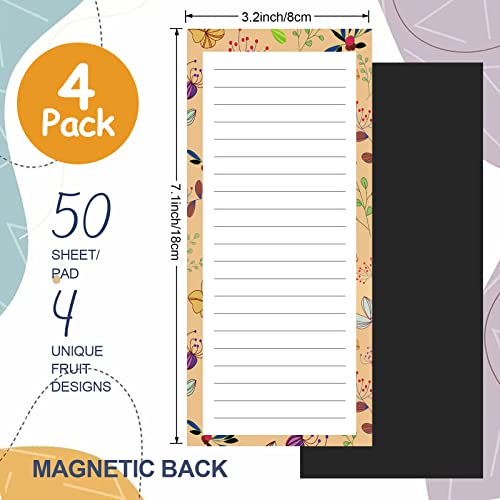 Joyberg Magnetic Notepads for Refrigerator - Flower Design, 50 Sheets Per Pad, 4 Pack Memo Pads for Grocery Lists and To-Dos - size: X86