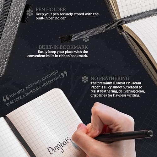 Dingbats* Wildlife A6 Lined Pocket Notebook - PU Leather Hardcover - Small Writing Journal for Work, Travel - Pocket, Elastic Closure, Bookmark - color: Gray Elephant, style: Lined