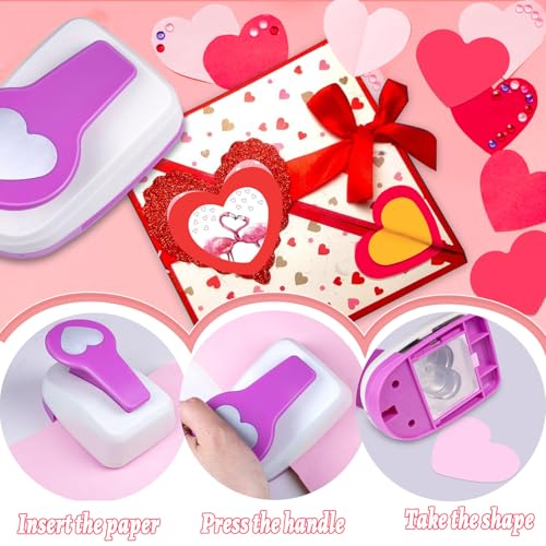 Heart Shaped Hole Punch, 2 inch Heart Punches for Paper Crafts | Large Paper Punch, Reinforced Spring Lever Punch, Precise Heart, Clean Cut, Easy to Use, for Scrapbook Greeting Cards Journal - style: Heart