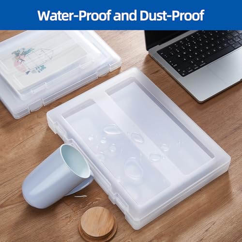 12 Packs Storage Boxes, 8.5 x 11 Plastic Portable Project Case for US letter Size and A4 paper, Plastic Multi-Purpose Thick Scrapbook Storage Box for Office (14x0.6x1.6+12.6x9.5x1+9.5x6.7x0.8 inches) - size: 14x0.6x1.6+12.6x9.5x1+9.5x6.7x0.8 inches