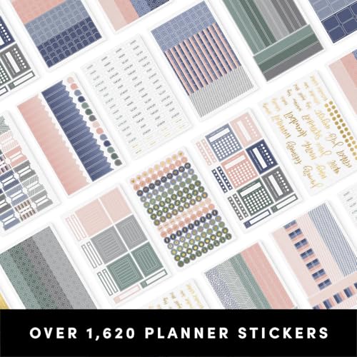 PAPERAGE Planner Stickers, Multicolored & Gold Foil Accessories for Planners, Calendars, Journals & Notebooks, (Neutral Tones), 25 Sheets, Over 1,680 Stickers Per Pack - color: Neutral