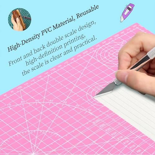 A5 Self-Healing Cutting Pads, Small Cutting Mat, Professional Double Sided Durable Cutting Mat, Great for Hop Scrapbooking, Quilting, Fabric, Sewing Craft Projects (Pink, A5) - color: Pink
