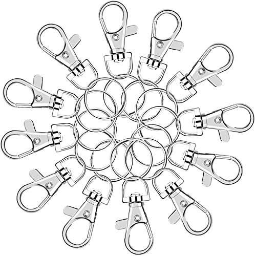SANNIX 60PCS Lobster Claw Clasps with Key Rings,30PCS Keychains Clips Hooks - color: Silver