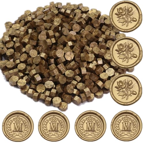 Antique Gold Wax Seal Beads, 400Pcs Sealing Wax Beads, Octagon Wax Sealing Beads, Vintage Gold Sealing Wax Beads Set for Wax Seal Stamp, Gift Wrapping, Letter Sealing (Antique Gold) - color: Antique Gold