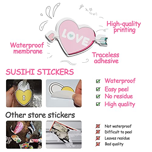 Heart Stickers 50Pcs for Laptop, Valentine Gifts Classroom Rewards - style: Heart Stickers