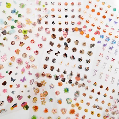 1800+ Kawaii Scrapbook Stickers Book Set,48 Sheets Kawaii Cute Mini Japanese Aesthetic Stickers for Journaling Supplies,Cute Mini Sticker for Journaling,Junk Journal,Notebook(Cute Grocery Store2) - color: Coconut Wind Sand