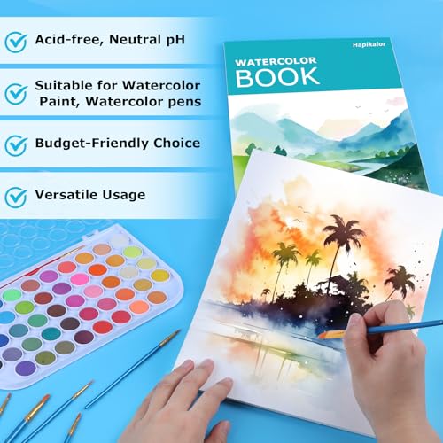 Hapikalor 3-Pack 9"x12" Watercolor Paper, 140lb/300g Water Color Paper Teal - color: Teal, size: 9" x 12"(Pack of 3) Pad