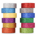 TIESOME 12 Rolls Glitter Washi Tape Set,15mm Macaron Colored Masking Tape, - style: Style3