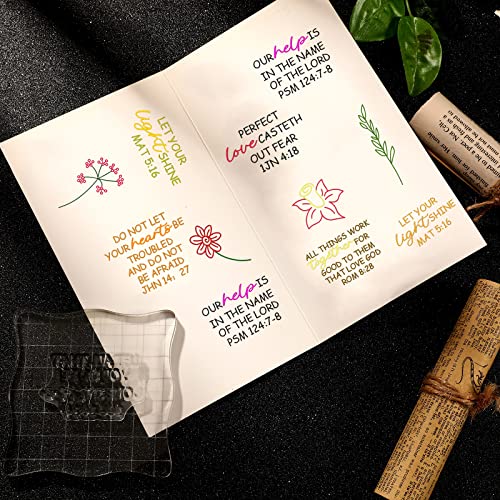6 Pcs Christian Bible Verse Clear Rubber Stamps for Card Making 4 Sheets Christian Bible Verse Clear Rubber Stamp and 2 Pcs Acrylic Blocks for DIY Scrapbooking Journaling Card Making