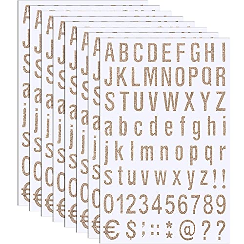 Zonon 8 Sheets Vinyl Letter Stickers, 1 Inch, Glitter Champagne Gold | Self Adhesive Letters Numbers Kit, Mailbox Numbers Sticker for Mailbox, Signs, Window, Door, Cars, Trucks, Home, Business - color: Glitter Champagne Gold, size: 1 Inch