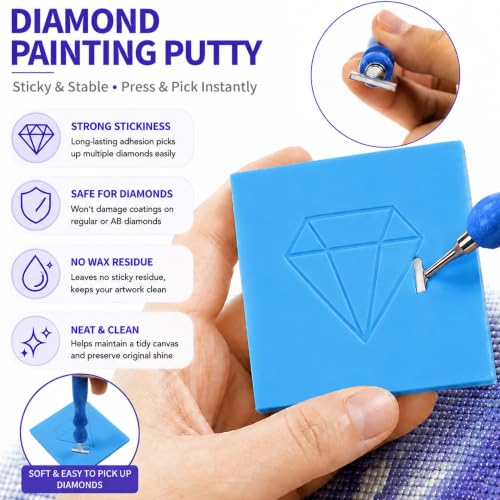 Diamond Painting Pens Kit, with Stainless Steel Elbow,1,2,4,8 Screw Tip Multiplacer Nibs Roller Tool, Diamond Art Tray with Lid, Tweezers, Putty Wax, Rhinestone Picker Tool for Adults (Dark Blue) - color: Dark Blue