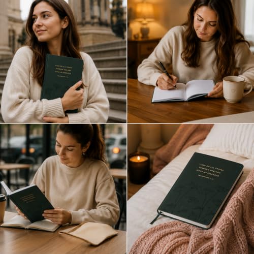 Eccolo Christian Journal Notebook Hardcover Lay Flat 192 Ivory Lined Pages - color: Dark Green, size: 6X8