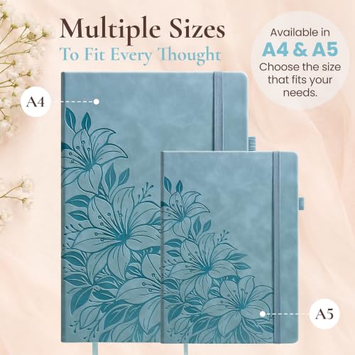 Lined Journal Notebook Hardcover Leather Bound 200 Pages A4 Blue Cute Diary - color: Light Blue, size: A4 200 Pages