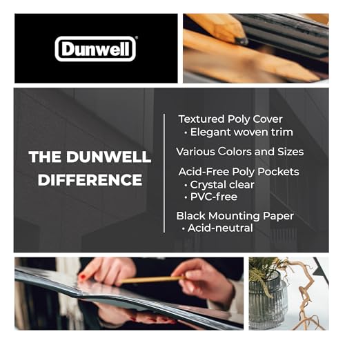 Dunwell Art Portfolio 9x12, 24 Pockets, Displays 48 Pages, Silver - color: Silver, size: 9x12" w/ BLK Paper