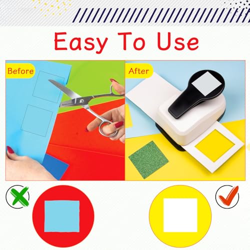 Square Punches for Paper Crafts 0.7 inch Square Hole Punch Squares Paper Punches for Crafting SquarePunch Cutter Squares Shape Hole Puncher for Scrapbooking Card Making DIY Project - size: 0.7 in