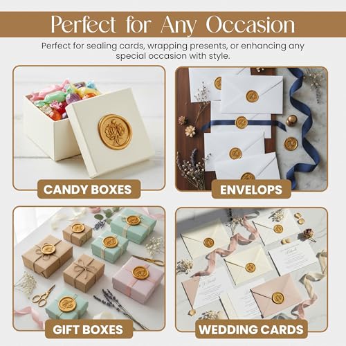 50 PCs Gold Wax Seal Stickers, 3D Self-Adhesive Classic Gold Stickers - color: Classic Gold