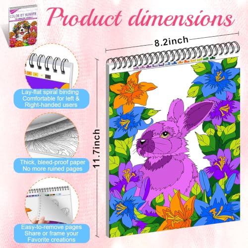 Color by Numbers with 36 Colors Markers, Paint by Numbers Kit for Adult | Color by Number Coloring Book with Dual-Tip Markers, Spiral Bound & Single-Sided, Stress Relief & Creativity for Beginners