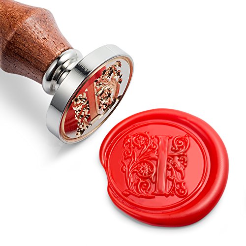 Mceal Wax Seal Stamp, Large Seal 1 1/5"(30mm) Dia, Silver Brass Head with Wooden Handle, Regal Letter A to Z Series (Letter I) - color: I