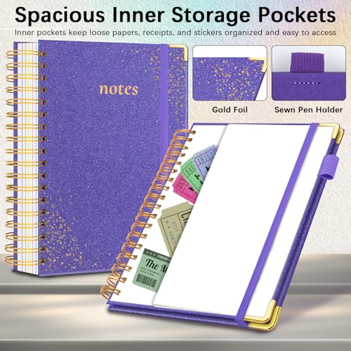Hardcover Spiral Notebook with Tabs & Dividers, 8"x10" 5 Subject - color: Purple, size: 8''x 10''