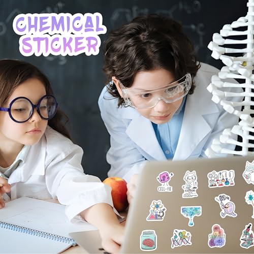 100Pcs Funny Natural Science Lab Stickers for Water Bottle, Physics Chemistry Biology Lab Vinyl Laptop Decals, Adults Teachers Students Waterproof Phone Case Skateboard Luggage Decor - color: Non-luminescent-301ksxx