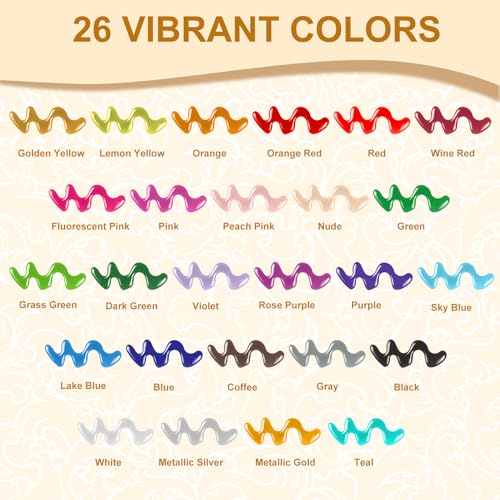 Candle Wax Pen 26 Colors Set - 3D Candle Paint with Glitter Gold Silver, Smooth Drawing Wax Pen for DIY Candle Making, Birthday, Wedding Party, Non-Toxic, Fast-Drying, Long-Lasting Color - 0.35oz/10ml