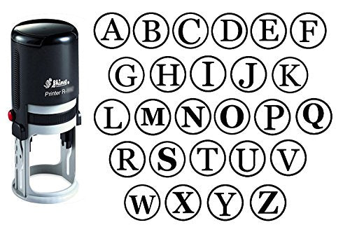 Custom A-Z Alphabet Stamp in Black Ink Monogram Round Rubber Stamp Self Inking Initial Stamp Shiny Mini Stamper 20 mm - size: Initial C