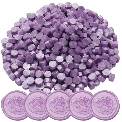 400pcs Lilac Purple Wax Seal Beads Premium Sealing Wax Beads, Octagon Seal Stamp Pellets Refill Pack for Wedding Invitations Sealing Stamp Bead Xmas Gift Wrapping & Bridal Crafts (Lilac Purple) - color: Lilac purple