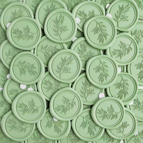Pollize 50Pcs Wax Seal Stickers, Wedding Invitation Envelope Stickers - color: Green
