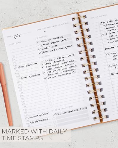 ZICOTO Aesthetic Daily Planner And Spiral Notebook With Hourly Schedule - color: Camel