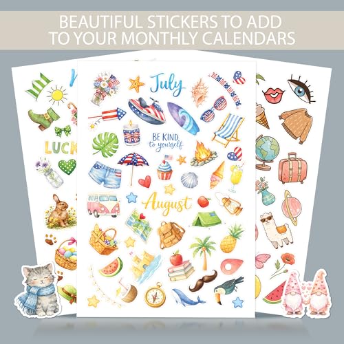 300PCS Monthly Planner Stickers – Seasonal Aesthetic Journal Sticker for Scrapbooking, Calendar, Bullet Journal, Laptop, Water Bottle