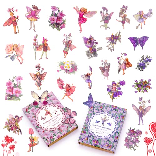 KIBBEH 90 Pcs Fairy Stickers for Scrapbook Transparent Flower Fairy Patch - color: Spring and Afterglow