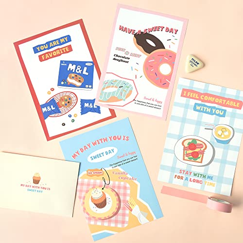 Monolike Fall In Newtro Dessert Letter Paper and Envelopes Set - 8Type, 32 Letter Paper + 16 Envelopes - color: Fall In Newtro Dessert