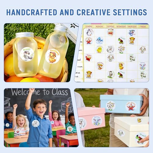 Reward Stickers 3 Rolls 1500 PCS for Students, Fun Colorful Animal Designs Stickers for Teachers, School, Party, Homework Rewards, Gifts, Classroom Must Haves (1 Inch)