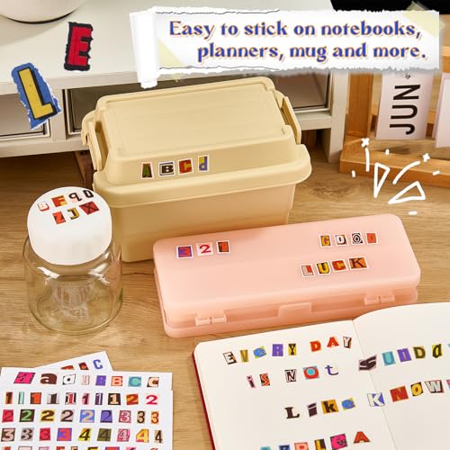 800 Pcs Magazine Letter Stickers for Scrapbooking, Vintage Number Alphabet Stickers, Waterproof Small Adhesive Letters for Junk Journal - color: Magazine Letter Stickers