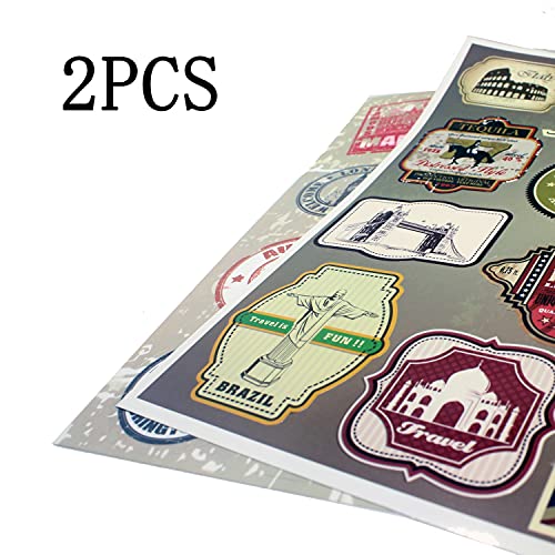 TamBee World Travel Stickers 2PCS PVC Waterproof Decals Sticker