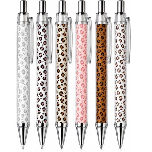 6PC Cheetah Jaguar Leopard Animal Print Pens Office Decor School Supplies - style: Leopard