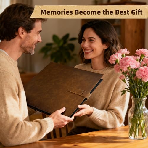 Vienrose 15"x13" Scrapbook Album Gift Set Faux Leather DarkBrown 100 Pages - color: Dark Brown, size: 15"X13" 50Sheets