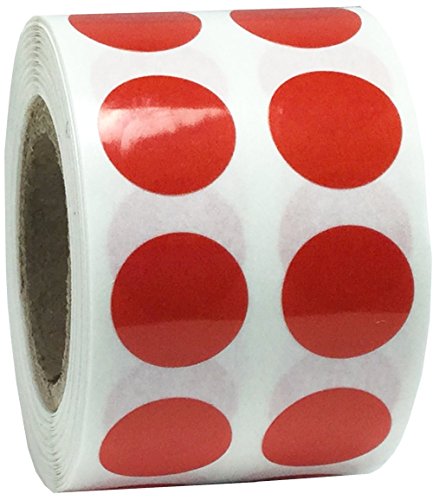 Red 1/2" Inch Transparent Color Coding Labels, 1,000 Total Adhesive Stickers On A Roll, Ideal for Planners, Journals, Mailing Seals and Crafting Ideas - color: Red