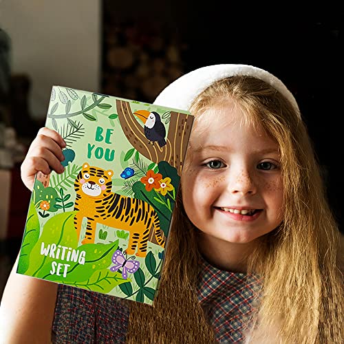 Lined Stationary Paper and Envelopes Set for Kids Safari Animal Stationary Set with Lined Letter Writing Paper 30 Sheets + 20 Envelopes, 8.3 x 5.9 Inch of Each Stationary Paper - style: Safari