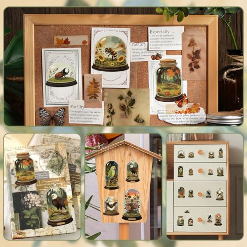WANDIC 3 Sheets UV DTF Cup Warp Rub on Transfer Stickers, Creature in Glass Bottle Waterproof Scrapbook Decals for Craft Furniture, 15 * 30cm - color: Biological Glass Bottle