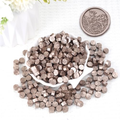Champagne Gold Wax Seal Beads, HOSEALING Premium 360pcs Sealing Beads for Wax Seal Stamp, Metallic Gold Sealing Wax Pellets Refill Pack for Wax Seal Kit, Wedding Invitations, Envelope Letter Sealing - color: Champagne Gold