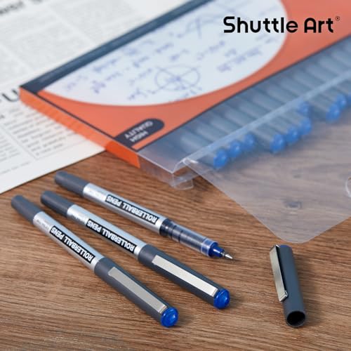 Shuttle Art RollerBall Pens, 25 Pack Blue Fine Point Roller Ball Pens, 0.5mm Liquid Ink Pens for Writing Journaling Taking Notes School Office - color: Blue, size: 1 Count (Pack of 25)