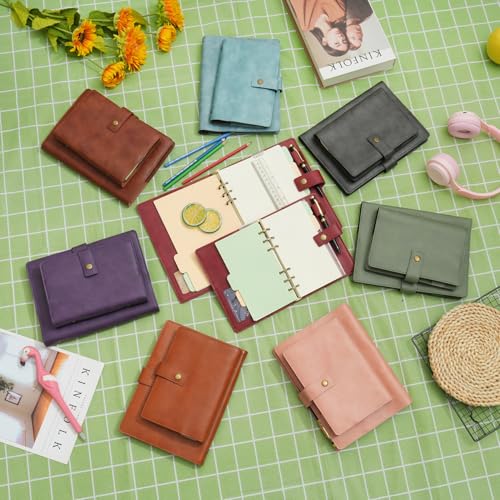 WONDERPOOL Leather Journal Dotted Paper Refillable Writing Binder Notebook - Leather Spiral Diary with Inner Organizer Pockets for Man and Woman (Purple, A5) - color: Purple, size: A5