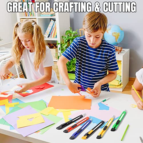 4 Pack Box Cutter Retractable, Utility Knife 9MM Wide Snap-Off Blades, Exacto Knife for Cutting Box, Wrapping, Cardboard, Extended Razor Knife, Box Opener Perfect for Office, Home, School - color: 4-orange