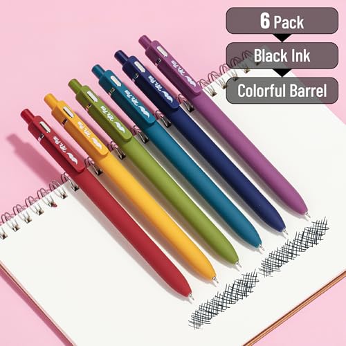 Mr. Pen- Retractable Gel Pens, 6 Pack, Black Ink, Vintage Barrels