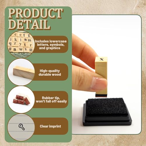 80PCS Wooden Letter Stamps, Mini Number Alphabet Rubber Stamps for Crafting